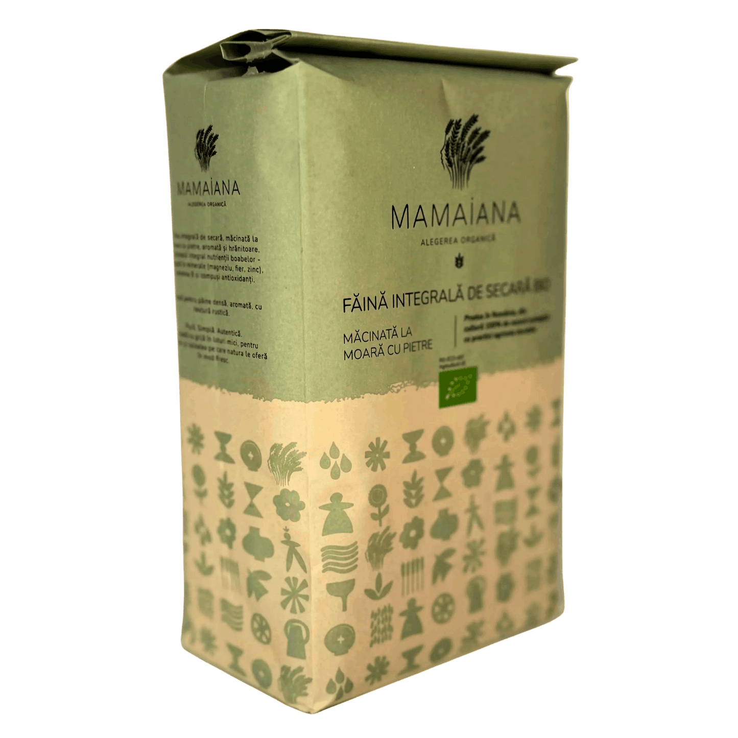 Făină integrală de secară bio, măcinată la moară cu pietre 1KG