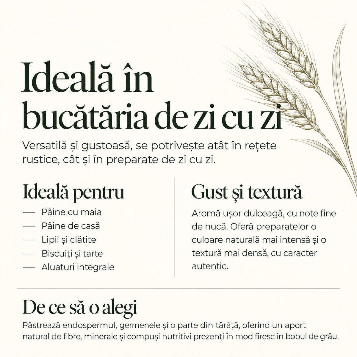 Făină integrală de grâu bio, măcinată la moară cu pietre 1Kg
